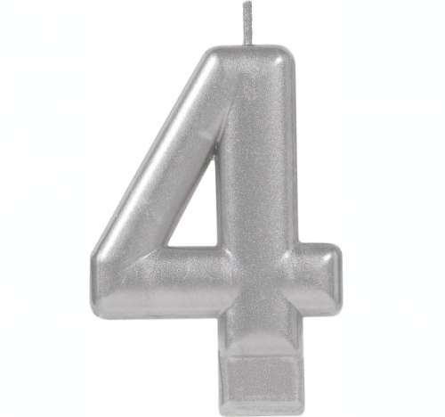 Metallic Silver Candle - No 4 - Click Image to Close